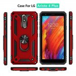 Wholesale LG Aristo 4+ (Plus) / Escape Plus / Tribute Royal K30 2019 Tech Armor Ring Grip Case with Metal Plate (Red)